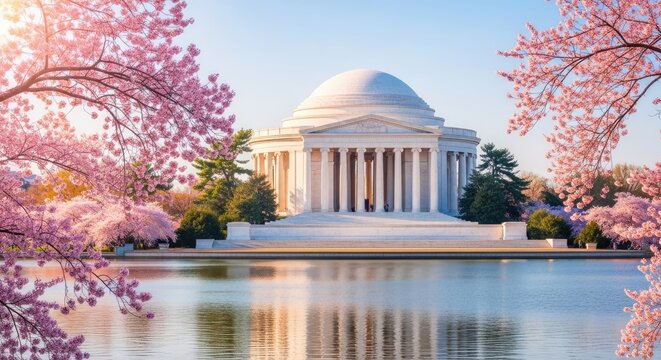 Thomas jefferson memorial during cherry blossom festival in washington d c