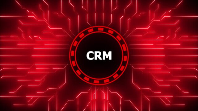 CRM concept, customer service and relationship. Customer relationship management concept background . Digital Data moving on Circuit Board and CPU . Computer Processing and organizing data.4k video.