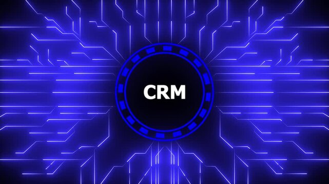 CRM concept, customer service and relationship. Customer relationship management concept background . Digital Data moving on Circuit Board and CPU . Computer Processing and organizing data.4k video.