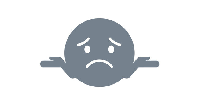 A gray emoticon shrugging with frustration.