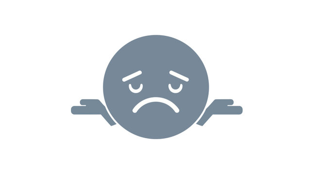 A frustrated emoticon shrugs its shoulders.
