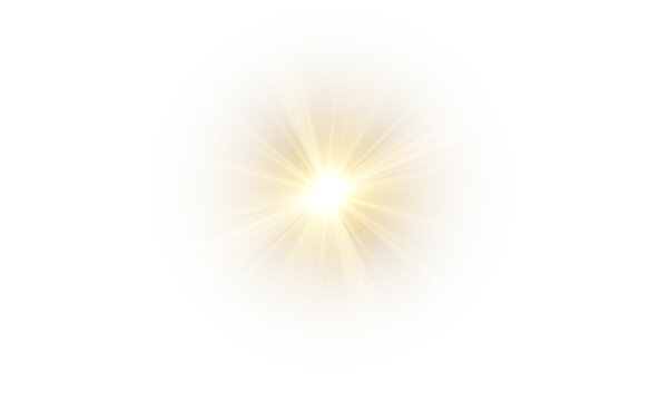 Png Light with Sun Glare. Overlay sun, Sunrays, and Vector Glare in PNG Format. Gold Flare and Glare. PNG sun isolated on transparent background. Stock royalty free.	
