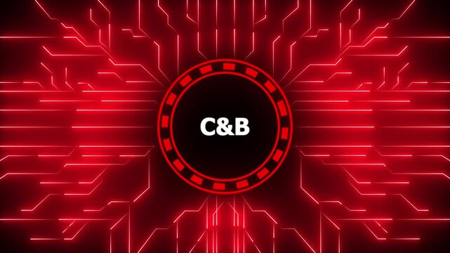C&B &ndash; Compensation and Benefits. C&B concept head up display (HUD UI) panel and futuristic technology. Digital Data moving on Circuit Board and CPU . Computer Processing and organizing data.4k video.