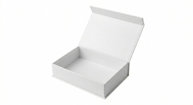 white Luxury rigid hinged hardbox packaging, magnetic gift box mockup