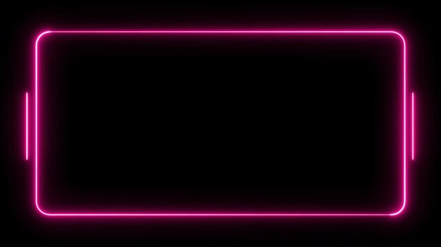 Glowing pink neon frame, glowing light border, futuristic neon border loop. 4K Video