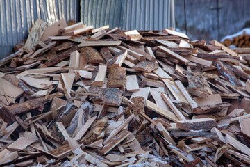 Wood processing waste at a sawmill. © Marina