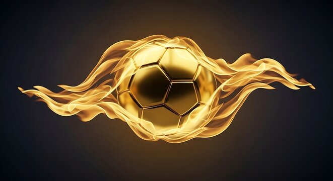 A golden soccer ball with flames around it FIFA World Cup 2026, World Cup, World Cup 2026 with Soccer Ball, Vibrant Stadium, International Flags, Global Football Celebration
