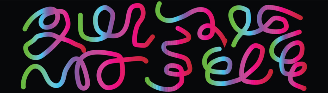 A colorful neon sign on a black background