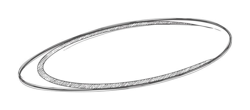 Hand drawn sketchy oval shape with hatching texture handdrawn