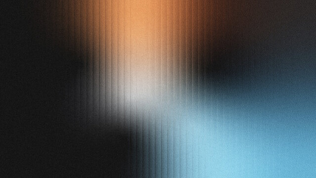 Abstract gradient background with vertical glass grooves, grainy noise texture, warm gold to cool blue tonal transition, minimalist modern backdrop for design and commercial use.