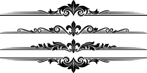 Ornate floral design elements with fleur de lis motifs © MDRAJIBULISLAM