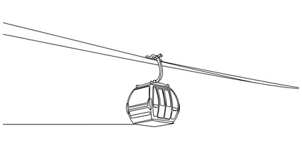 Minimalist Cable Car Gondola Line Art Drawing © Ahda