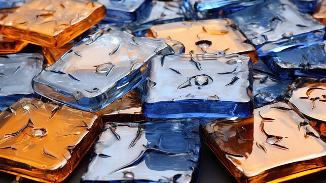 Frozen Fish Blocks in Blue and Gold Packaging