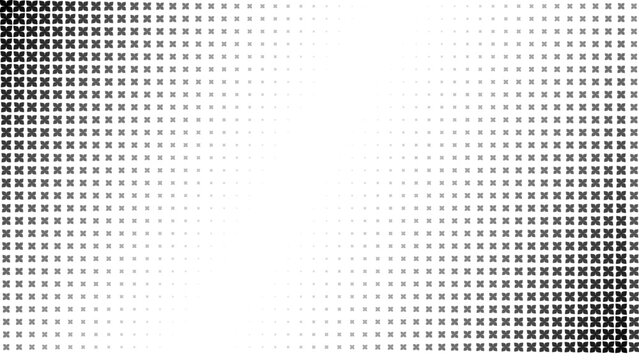 Black floral halftone pattern concentrated in the upper right corner, Diagonal floral fade texture, Minimalist botanical corner gradient