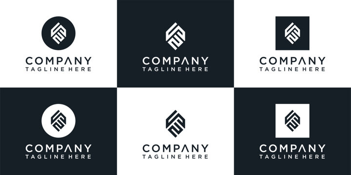 Variety of abstract upward arrow and growth-focused logo designs, with stylized S or A elements, on white and black backgrounds