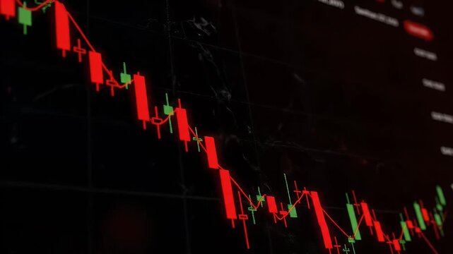 Stock Market Downturn Candlestick Chart Showing Financial Crisis.