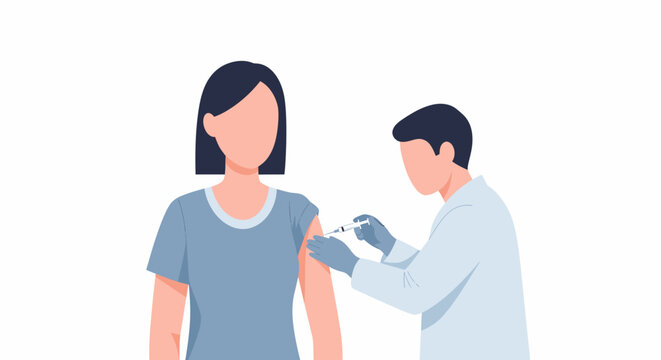 Woman Receiving Vaccine Injection from Doctor.