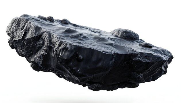 Dark asteroid floating in space detailed texture 3D rendering of space rock