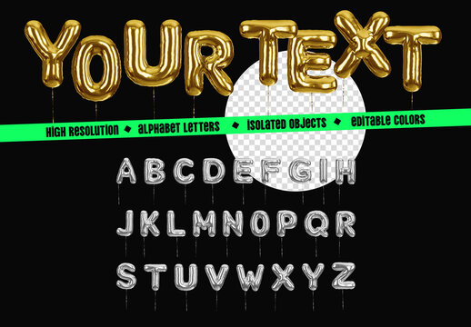 Helium Foil Balloon Letters Alphabet A-Z Isolated