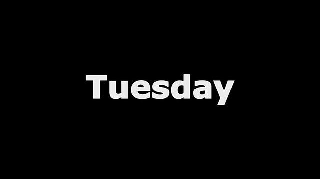 Day of the Week Name, Calendar Day tuesday Typography, Simple Clean Text Design