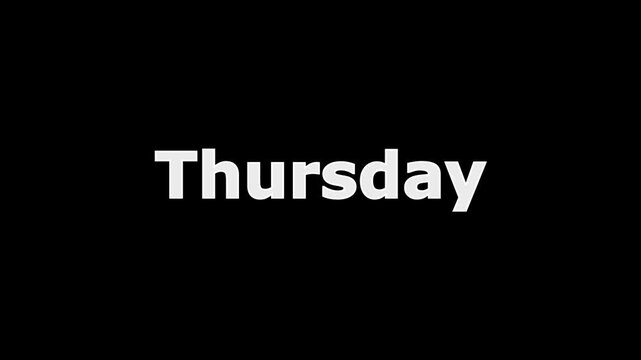 Day of the Week Name, Calendar Day thursday Typography, Simple Clean Text Design