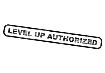 Grunge stamp level up authorized isolated on a transparent background