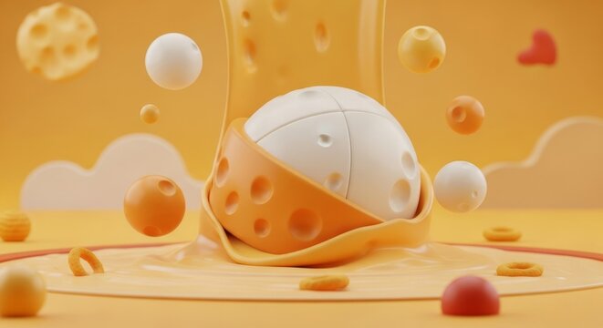 Celebrate National Cheeseball Day with this whimsical 3D illustration