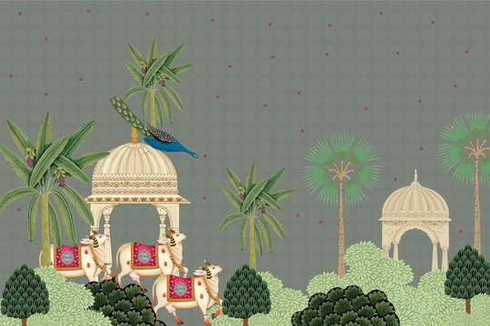 Pichwai, art, painting,  background, Indian, wallpaper, interior, Talia, illustration, graphic, drawing, religious, culture, artwork, 