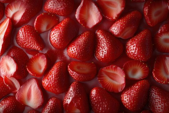 Red strawberries close-up. Strawberries in drops of water. berries