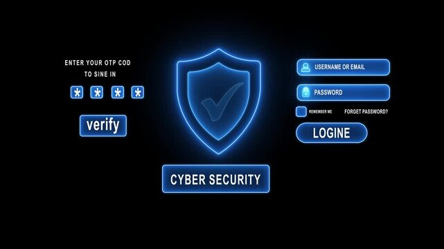 Cyber security with OTP and Data Protection concept on the transparent background. Using two-factor authentication, for Protect your business and financial information from cyber attacks. 4k video.