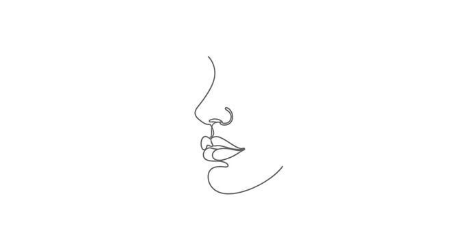 Minimalist Line Art Portrait of a Woman's Profile Face