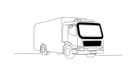 Minimalist Truck Outline Drawing on White Background © Sifaul