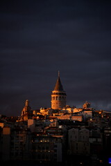 Fototapeta premium Images of the historic Galata Tower located in Istanbul, Türkiye. 