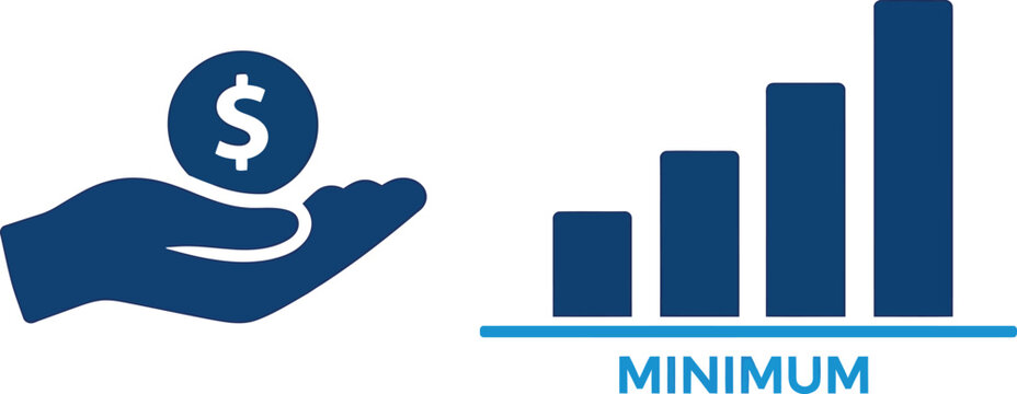 Financial growth, investment, and minimum wage icons, business and economy vector graphics