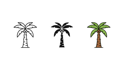 Obraz premium three palm trees in progressive detail flat design vector illustration