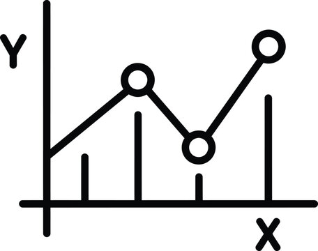 A line graph with plotted points and axis labels x and y on a simple coordinate system