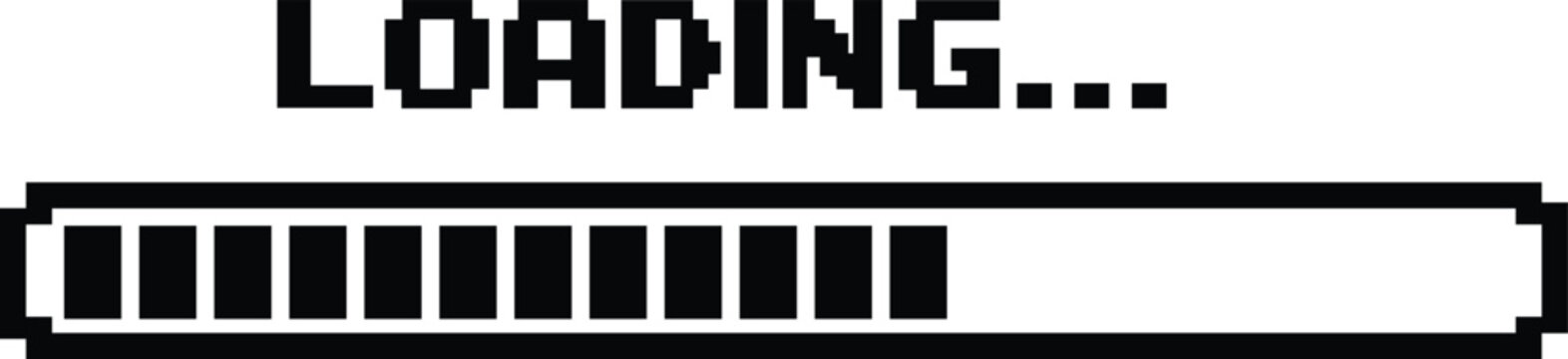 Load pixel bar icon. Pixel loading bar sign. Progress level symbol. Download status frame. flat style.