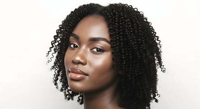 Beautiful Black Woman with Natural Hair and Radiant Skin