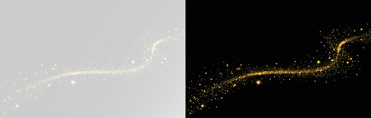 Luxury golden light wave with shimmering magic dust and bokeh particles png © Alehandro