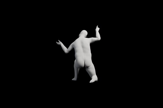 3D Fat Man posing Right Front Three-Quarter View Matte Black Black