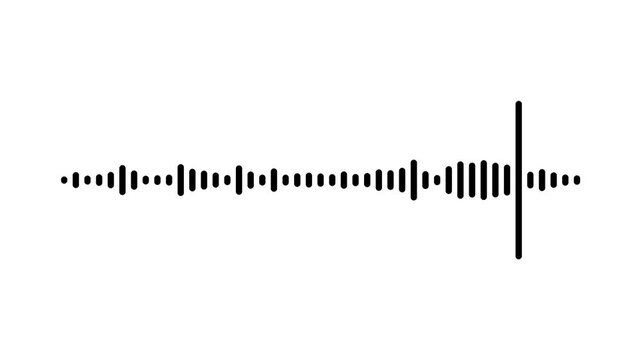 Professional black audio equalizer display in motion on a high contrast white background, suitable for cinematic sound design, music player interfaces, and rhythmic video overlays.
