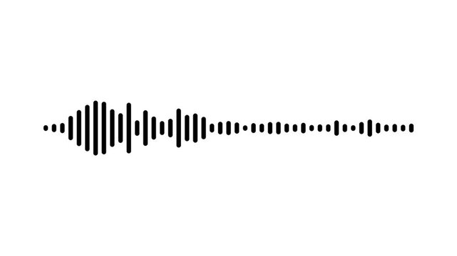 Simple yet effective black audio track representation with a moving frequency wave on white, ideal for adding a visual layer to silent audio clips or podcast recording snippets.