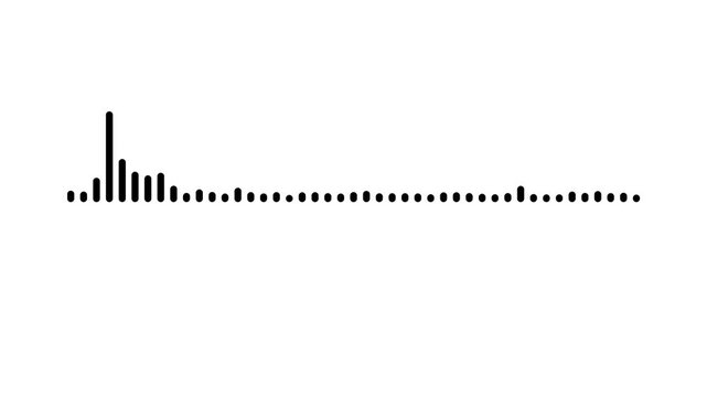 Dynamic sound bar visualization with black frequency lines on a clean white surface, perfect for representing amplitude and sonic levels in professional audio-visual presentations.