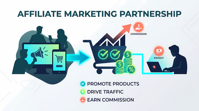Affiliate marketer promotes products online to earn commission