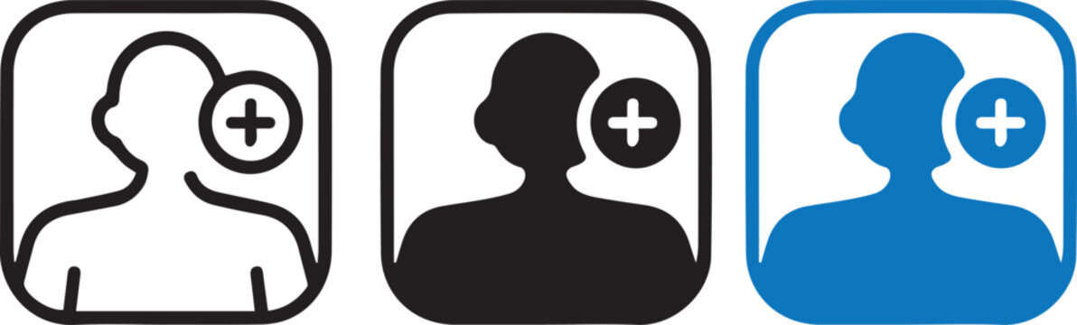 minimalist add friend vector icon set