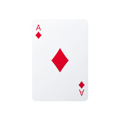Obraz premium Ace of Diamonds Playing Card on Plain White Background, Symbolizing Luck and Strategy