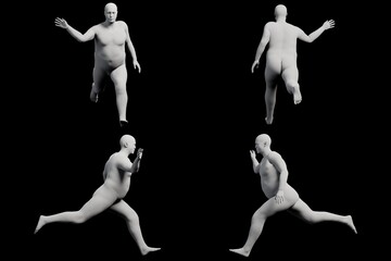 Obraz premium 3D Fat Man running 4-View Matte Black Black