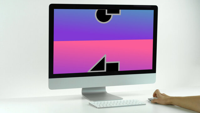 Desktop Mockup 2 Scroll Down Double &ndash; Modern Computer Screen Presentation, Animated Display for Website and App UI UX Showcase, Professional Digital Interface Template