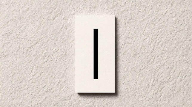 Vertical black line on textured beige wall evoking minimal calm and contrast