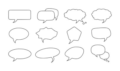 Fototapeta premium Eleven black and white empty comic style speech bubbles white